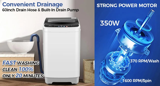 Portable 20lb Washer and Dryer Combo - 2.8 Cu.ft Capacity with 10 Programs and 8 Water Level Selections