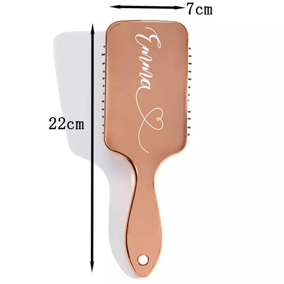 Personalized Rose Gold Hair Brush with Mirror Finish - Customized Airbag Brush, Perfect Gift for Brides, Bridesmaids, and Young Girls for Bridal and Party Celebrations