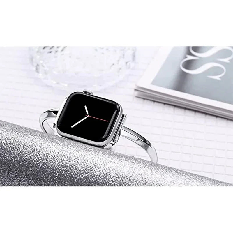 Luxury Diamond Steel Watch Band for Apple Watch – Series 4-8, 38mm, 40mm, 41mm, 42mm, 44mm, 45mm, Ultra 49mm, Women's Ultra Bracelet Strap. iWatch