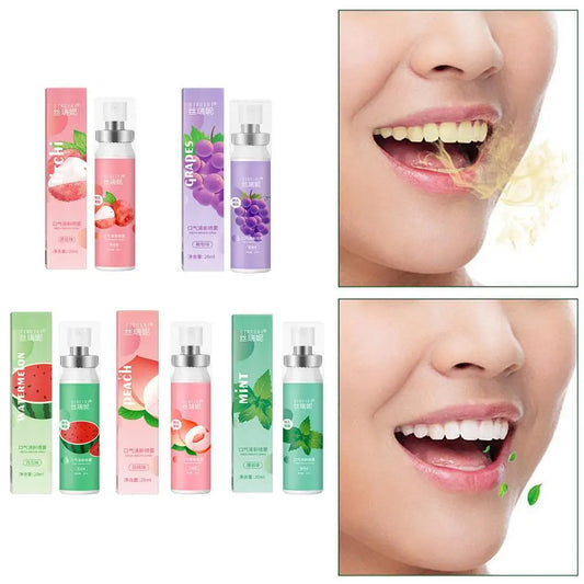 20ml Long-Lasting Mouth Spray - Fresh Fruit Flavors Mouth Freshener for Bad Breath Removal (Litchi & Peach)