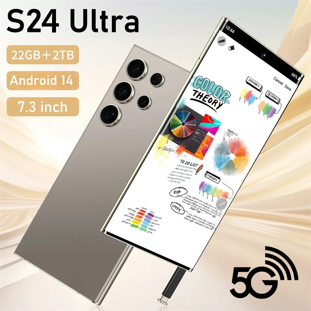 New S24 Ultra 7.3" HD Smartphone - Global Version, 4G/5G, Dual SIM, Android 14, 7800mAh Mobile Phone