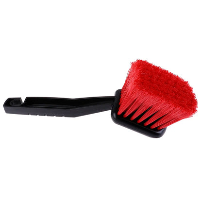 Car Wheel Brush Tire Cleaner: Red Bristle, Black Handle Washing Tool for Auto Detailing - Motorcycle Cleaning, Carclean Accessory