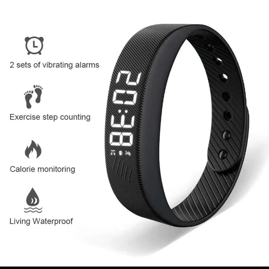 Smart Sports Bracelet with Vibrating Alarm Clock: Running Pedometer Bracelet for Male and Female Students - Stay Active and On Time!