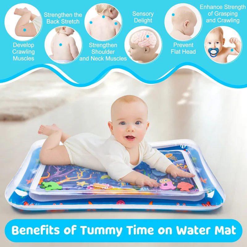 Inflatable Baby Water Play Mat | PVC Tummy Time Cushion | Toddler Water Pad for Early Education & Development. Activity Toys