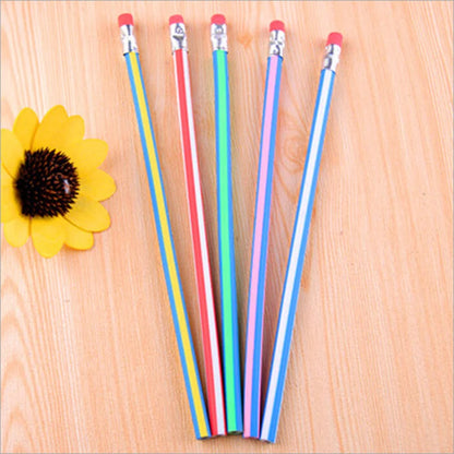 10-Piece Soft Flexible Pencils Set - Cute Candy-Colored Standard Stationery for Writing and Drawing