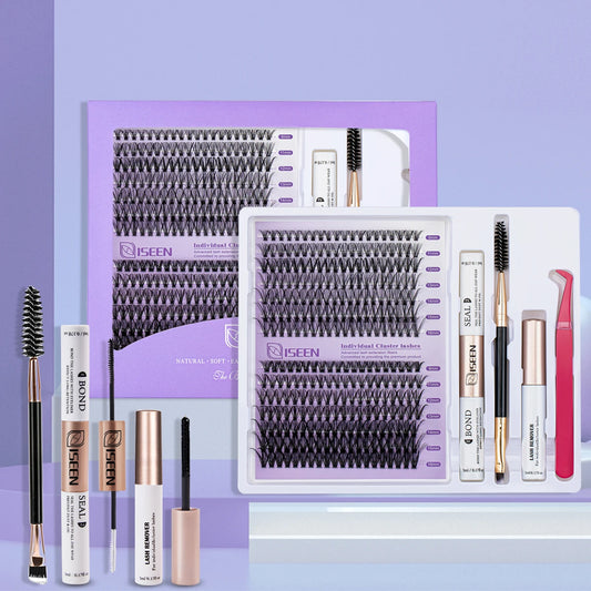 DIY Lash Extension Kit | Mixed Styles Lash Clusters with Bond and Seal, Remover, Tweezers, and Lash Brush for Self-Application Makeup