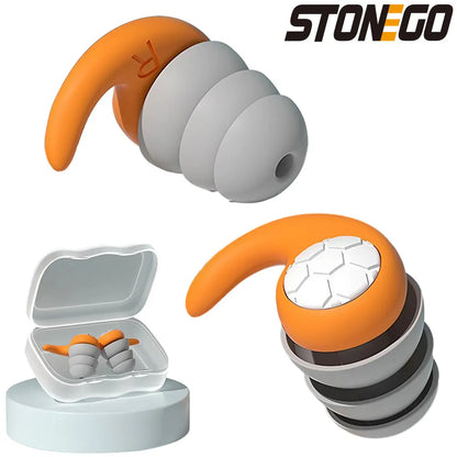 STONEGO Triple Layer Silicone Noise Cancelling Earplugs - Waterproof Earplugs for Sleep and Swimming (1 Pair)