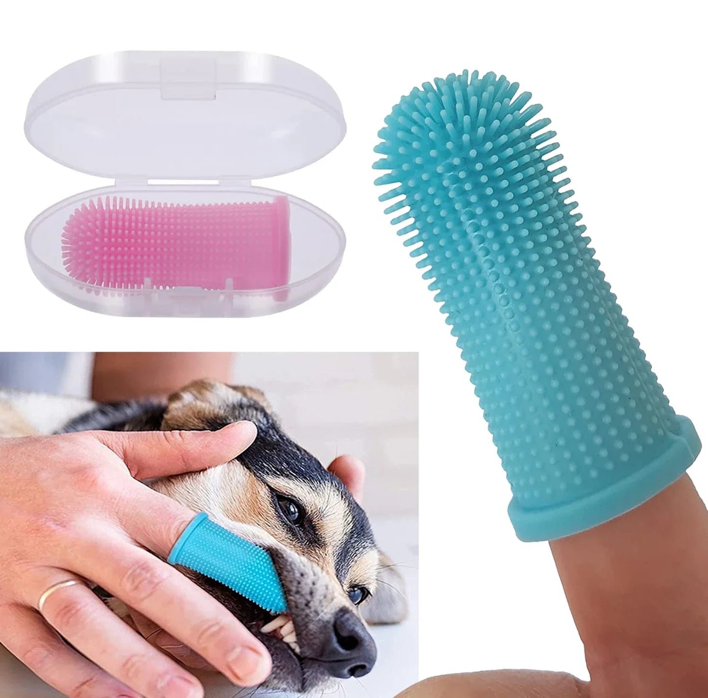 Super Soft Pet Finger Toothbrush - Dog Teeth Cleaning Tool for Bad Breath Care, Nontoxic Silicone Tooth Brush for Dogs and Cats