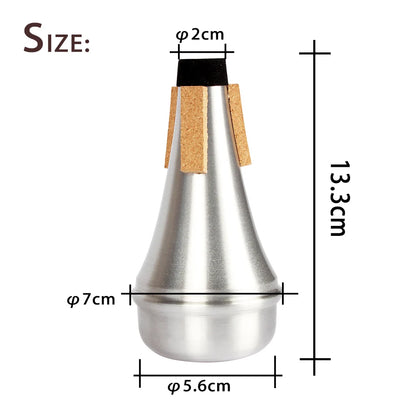 Portable Aluminum Alloy Trumpet Mute: Silver Straight Body Practice Silencer - Ideal for Beginner Trumpet Players