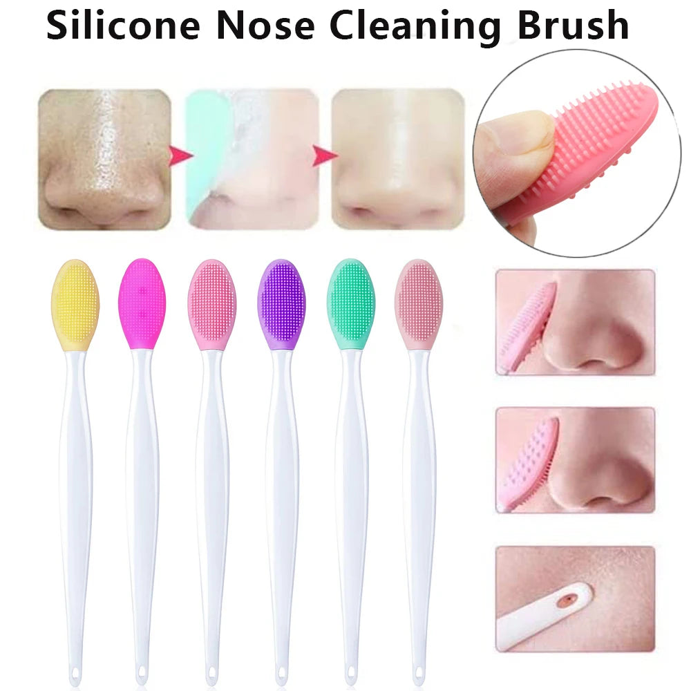 Skin Care Silicone Face Brush Set - Exfoliating, Blackhead Removal, and Nose Cleaning Brushes with Replacement Heads - 1PC or 4PCS