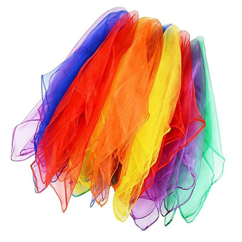 6 Color Gymnastics Scarves for Outdoor Games, Dancing, Juggling, and Gym Towel Use - Candy Colored Dance Gauze