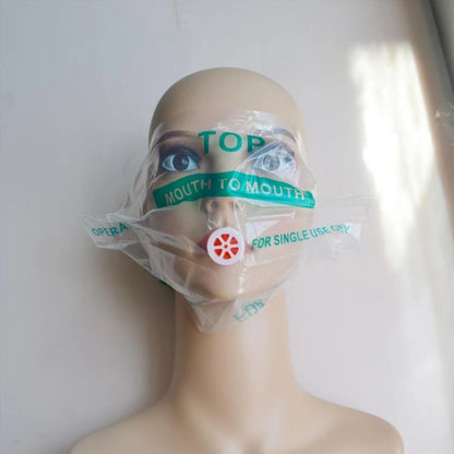 Disposable CPR Resuscitator Mask: First Aid Face Shield Breathing Mouth Mask with One-Way Valve - Emergency Outdoor Tool