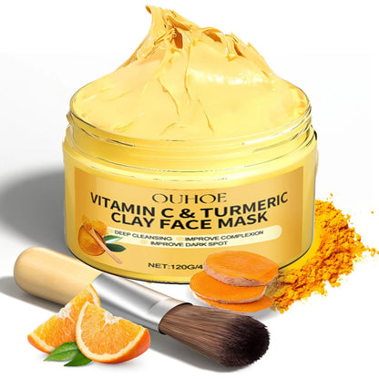 Turmeric and Vitamin C Clay Mask - Deep Cleansing, Hydrating Facial for Dark Spots, Acne, and Even Skin Tone