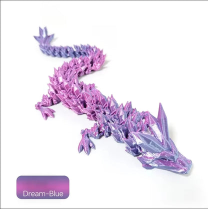 3D Printed Crystal Dragon Fidget Toy - Rotatable Articulated Figure in Radiant Colors, Available in 30/45/60CM