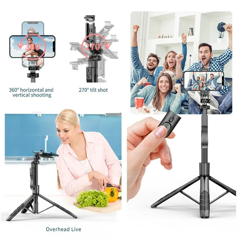 INRAM-L16 Wireless Selfie Stick Tripod: Foldable Monopod for GoPro, Action Cameras, Smartphones - Balance Steady Shooting Live