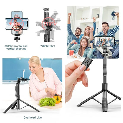 INRAM-L16 Wireless Selfie Stick Tripod: Foldable Monopod for GoPro, Action Cameras, Smartphones - Balance Steady Shooting Live