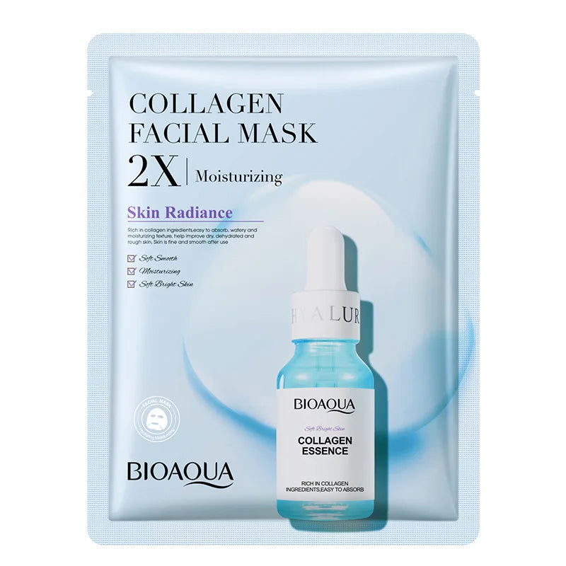 20pcs BIOAQUA Centella Collagen Face Mask - Moisturizing, Refreshing Hyaluronic Acid Sheet Masks for Skin Care