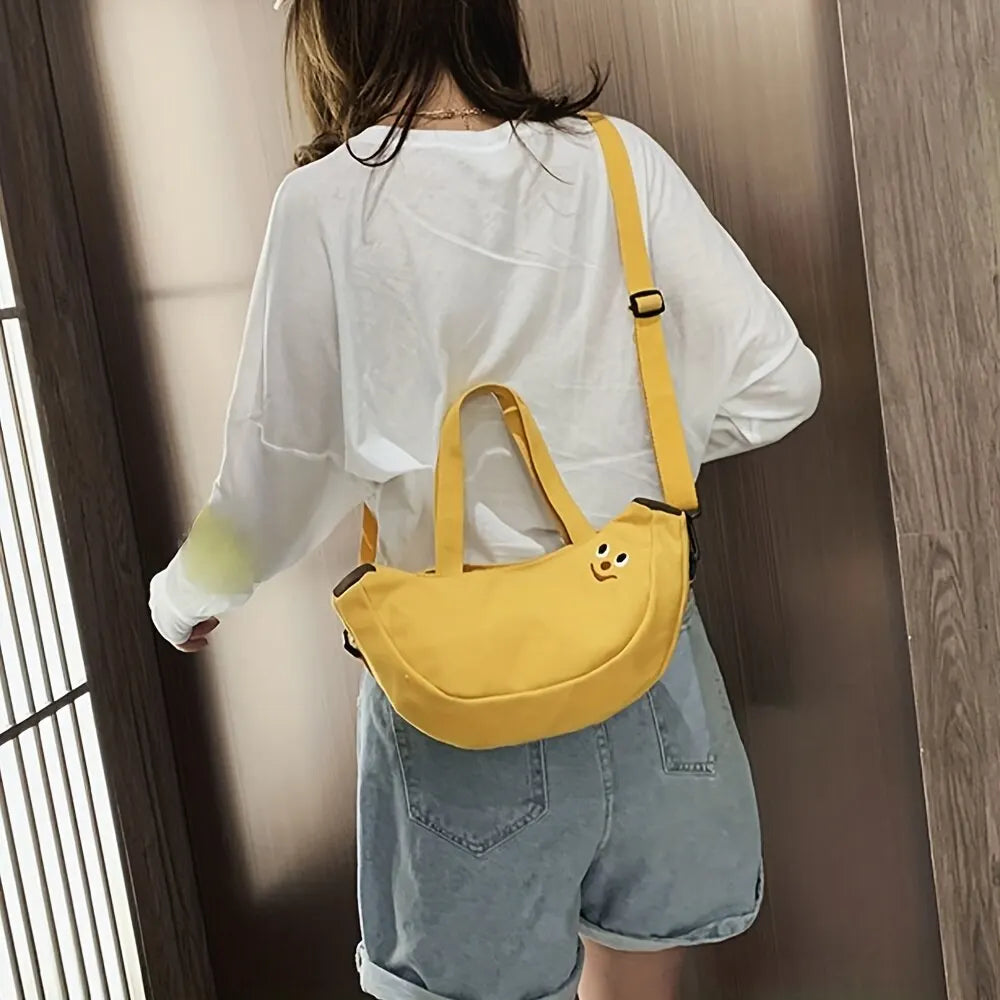 Cute Cartoon Women's Crossbody Bag: Fashionable Banana Shoulder Bag - Versatile Hand-held Canvas Purse