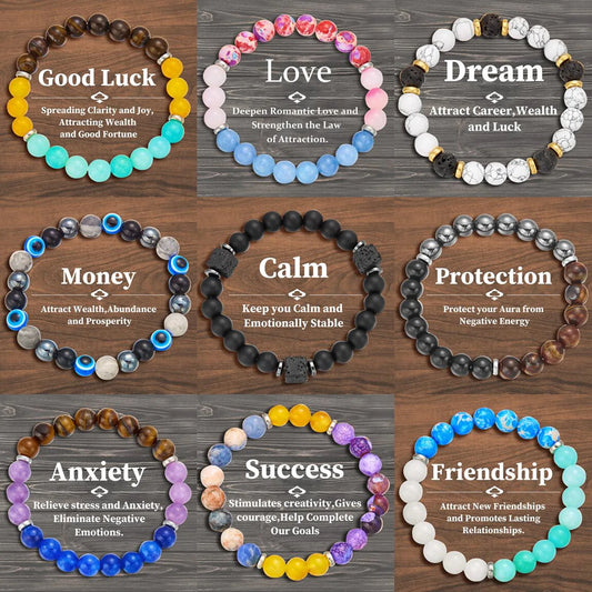 7 Chakra Natural Stone Bracelet - Energy Protection and Good Luck, Meditation Jewelry Gift for Men and Women