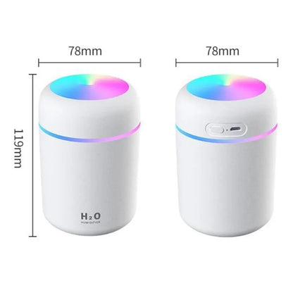 Portable USB Cool Mist Sprayer: 300ml Electric Air Humidifier with Aroma Oil Diffuser - Colorful Night Light for Home and Car