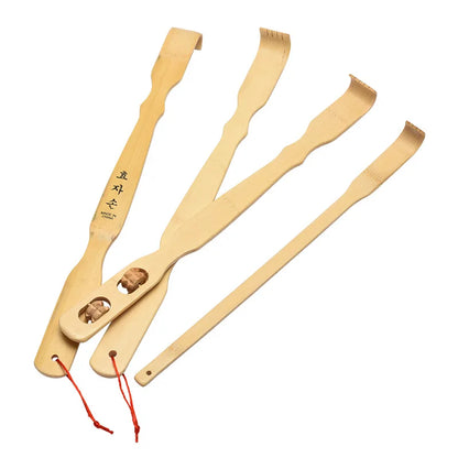 Bamboo Back Scratcher & Body Roller - Durable Wooden Massager Stick