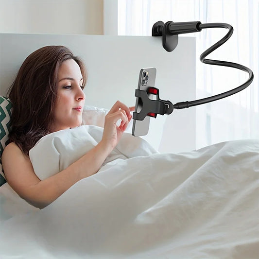 Lazy Bedside Desktop Phone Clamp Bracket – Flexible Gooseneck Long Arm Holder with Handle, Overhead Live Streaming Bracket