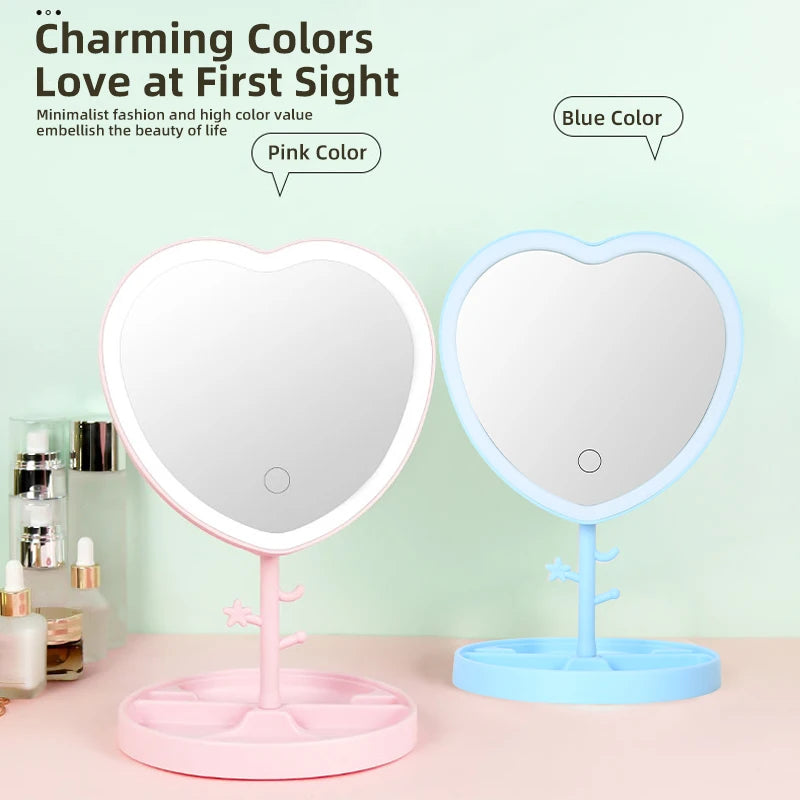 Portable LED Light Makeup Mirror | Compact Hand Folding Vanity Mirror with Cosmetic Lamp | Perfect Gift for Beauty Lovers