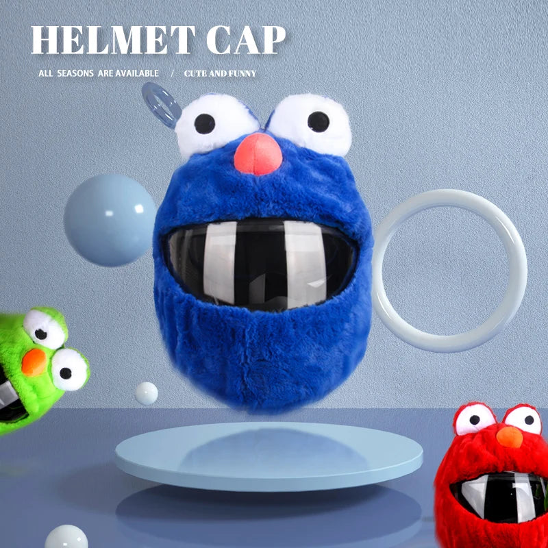 Cartoon Fluffy Plush Helmet Protection Set: Motorcycle Full-Face Protective Cover - Motorbike Safety Special Headgear Case