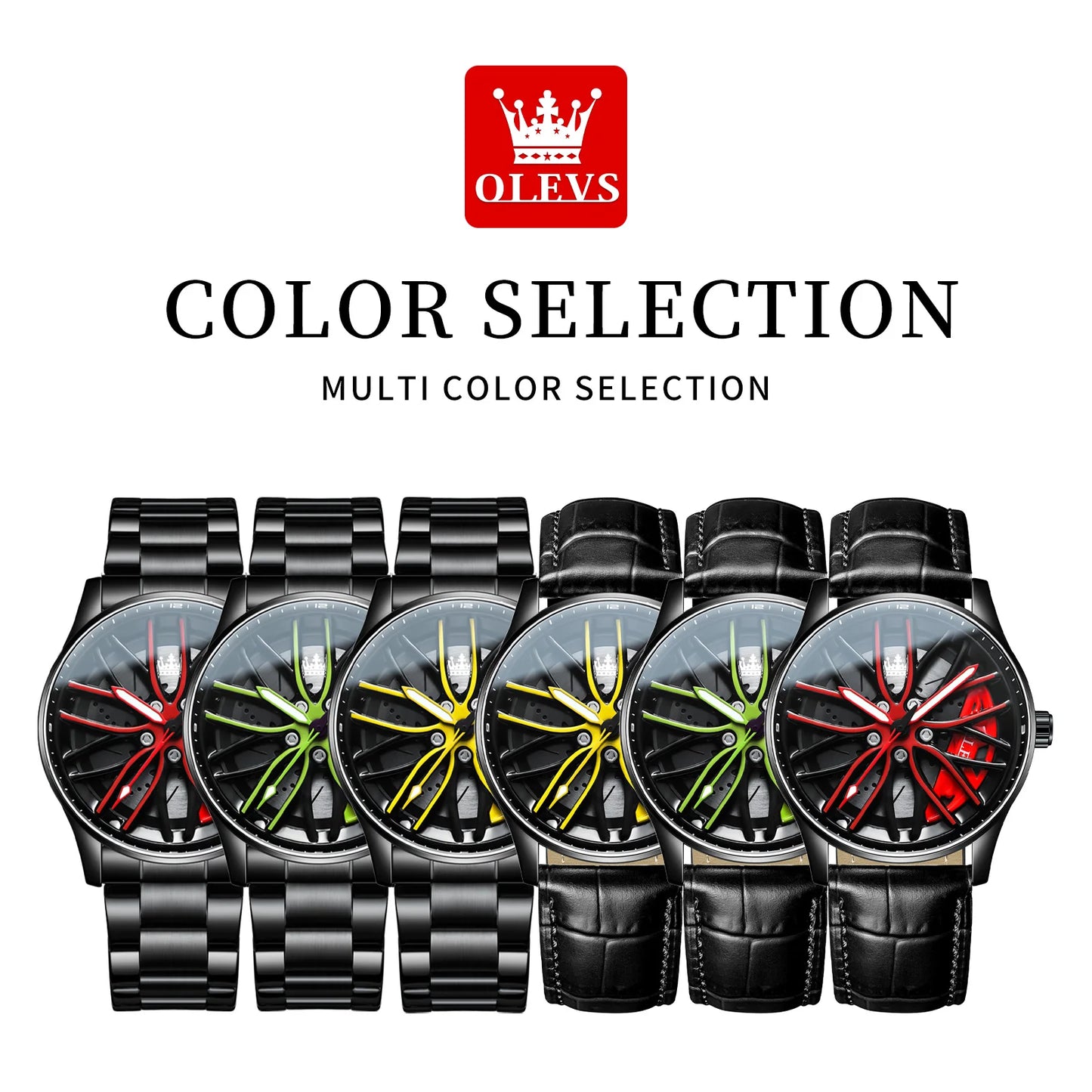 OLEVS Wheel Men's Luxury Watch – Waterproof, Rotary Sport Car Rim Design, High-Quality Fashion Quartz Watch, Best Seller