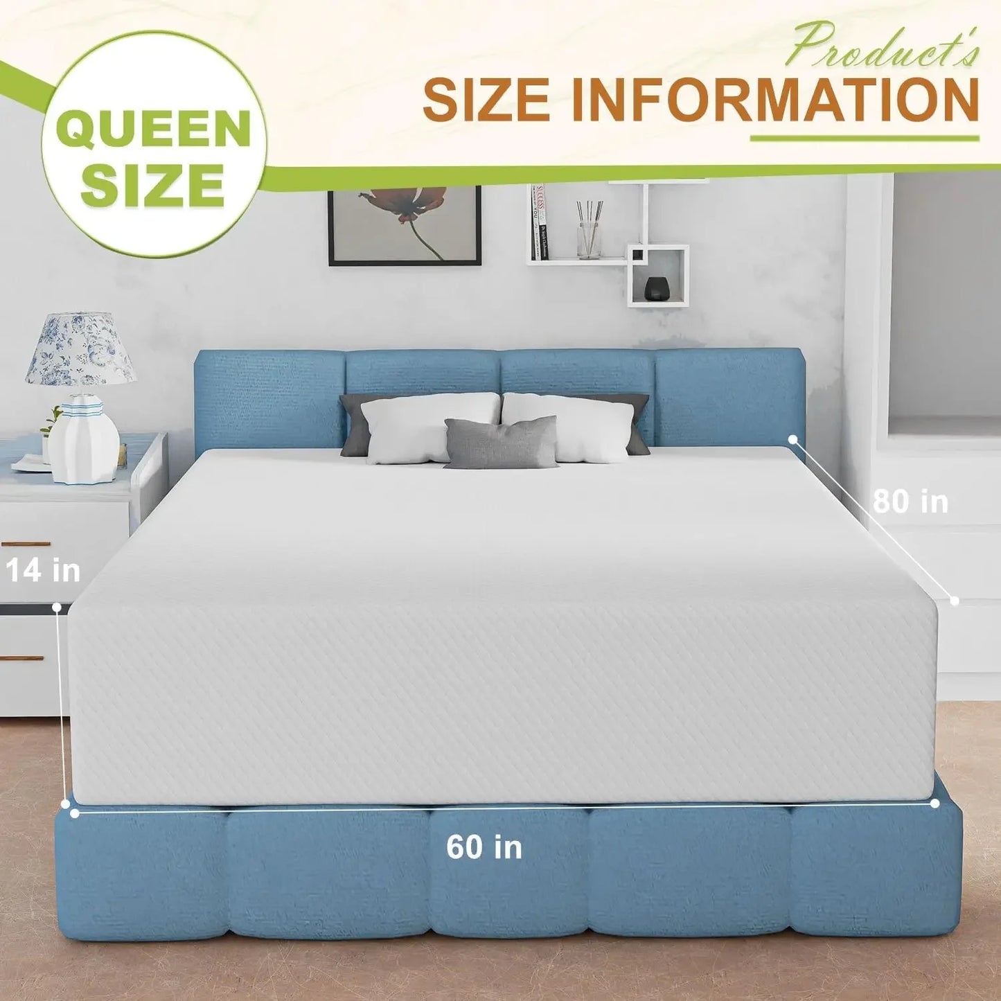 Certipur-US Certified Queen Gel Memory Foam Mattress - Cooling, Pressure Relieving Comfort