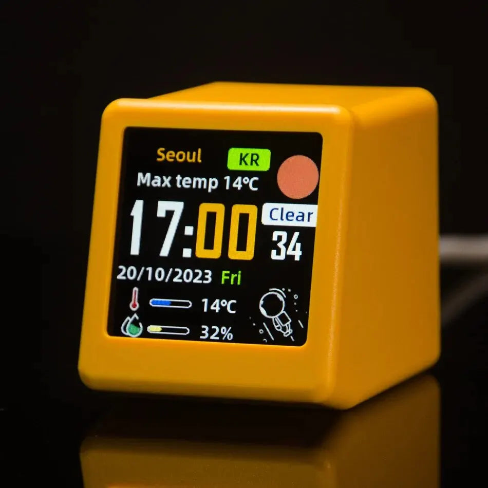 Small Portable Smart WiFi Weather Station - Displaying Weather, Temperature, Humidity, Time, and Alarm Clock - Desktop Decoration