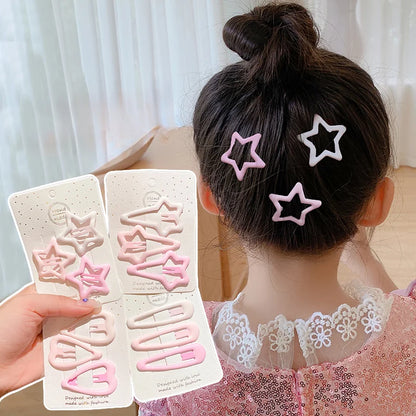 3/6 Pcs Set of Coffee Color Geometric Stars Hair Clips – Fashionable Pink Hairpins for Girls and Adults – Sweet Hair Accessories