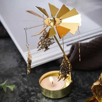 Metal Rotating Candle Holder for Christmas - Hot Rotating Design for Dinner and Wedding Party Decorations, Ideal Gift