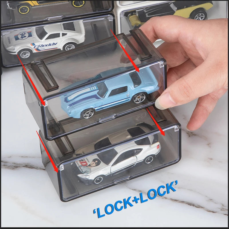 1/64 Diecast Model Car Display Box - High-Grade Storage Box with Fasteners for Hot Wheels and MiniGT (Car Not Included)