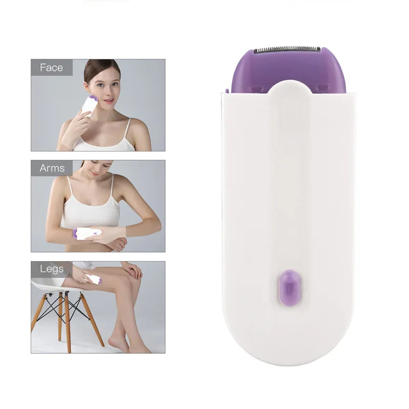 Blue-Light Body Epilator - Rotary Electric Hair Remover for Face, Legs, and Bikini Area, Automatic Ladies' Shaver