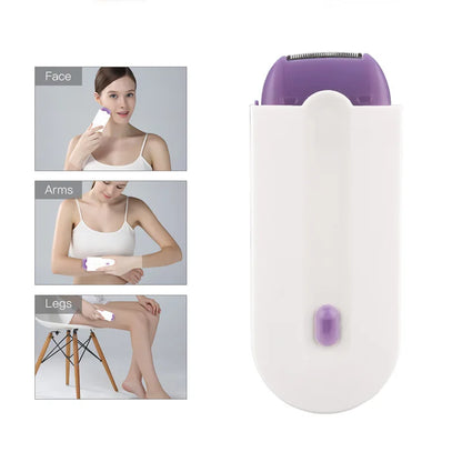 Blue-Light Body Epilator - Rotary Electric Hair Remover for Face, Legs, and Bikini Area, Automatic Ladies' Shaver