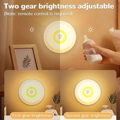 3W Super Bright COB Under Cabinet Light - LED Wireless Remote Control Dimmable Wardrobe Night Lamp for Home Bedroom Kitchen Nightlight