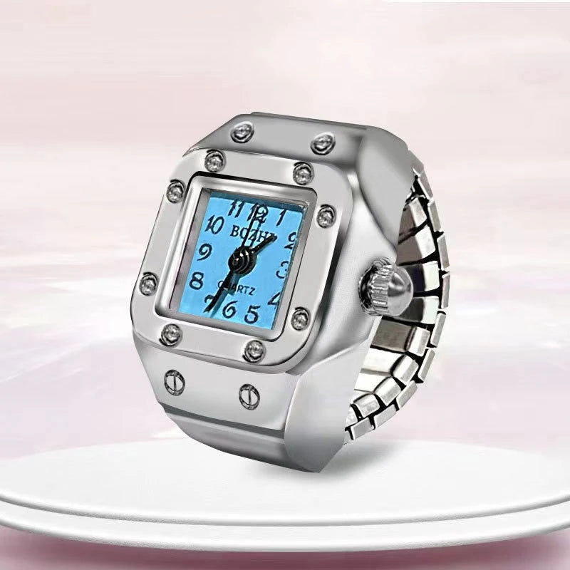 Creative Alloy Shell Finger Ring Watch - New Hot Selling Square Dial for Couples, Men and Women