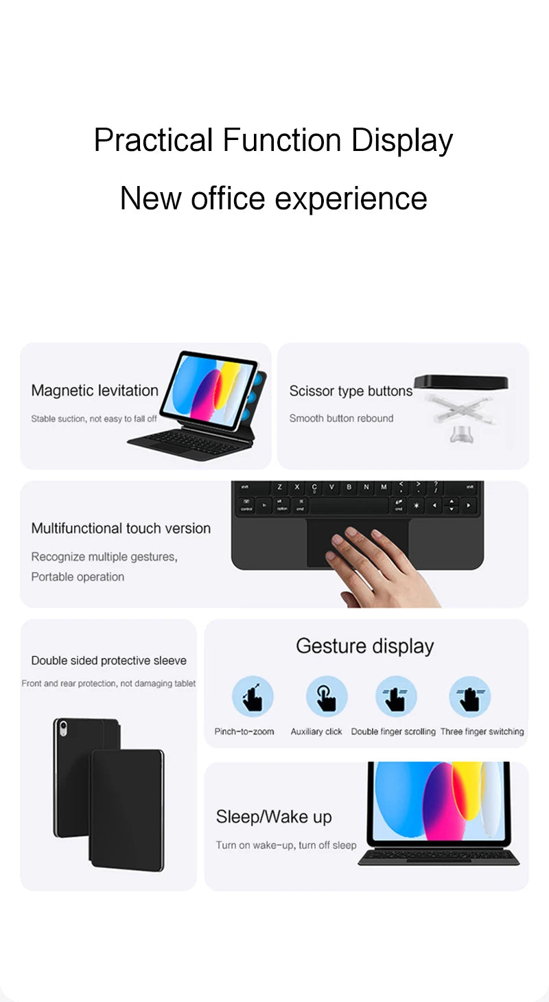 Magic Keyboard for iPad Pro 11/12.9, Air 4/5, iPad 10th Gen - Smart Cover Magnetic Case for iPad Pro 12.9 (3rd-6th Gen)