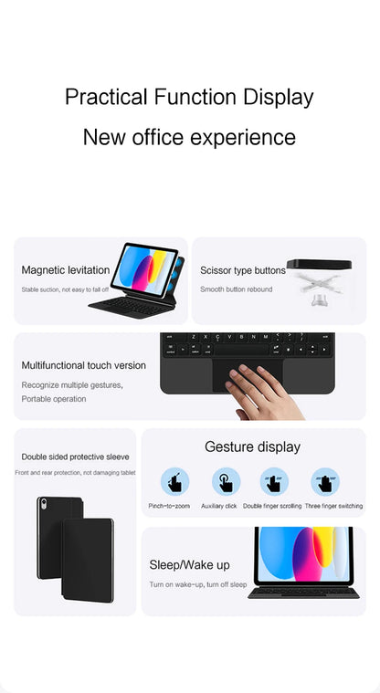 Magic Keyboard for iPad Pro 11/12.9, Air 4/5, iPad 10th Gen - Smart Cover Magnetic Case for iPad Pro 12.9 (3rd-6th Gen)