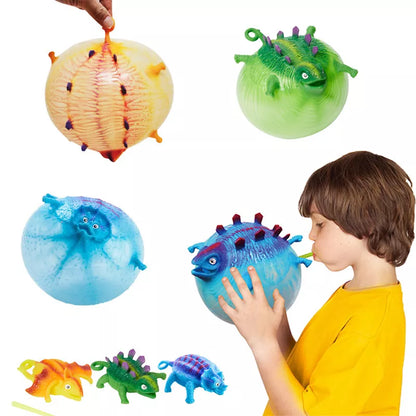 Kids Funny Blowing Animals: Inflatable Dinosaur Vent Balls - Antistress Hand Balloon Fidget Toys for Party Games & Sports, Children's Gift