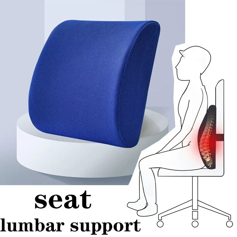 Office Seat Lumbar Support Cushion – Memory Foam, Slow Rebound Car Pillow for Low Back Pain Relief, Breathable Design