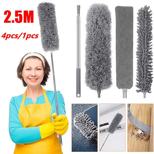 Extendable Microfiber Duster - Telescopic Dust Cleaner Brush, 1.4/2.5M Reach for Mites and Gap Dust Removal, Home Cleaning Tool