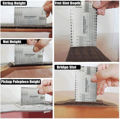 Guitar String Action Ruler Gauge - Repairing Tool for Luthier, Fit for Guitar, Ukulele, Bass, Banjo, Mandolin