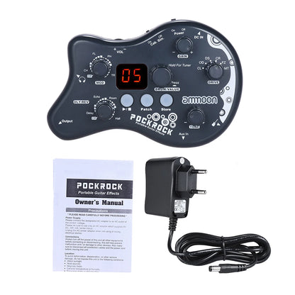 Portable Guitar Multi-effects Processor Pedal: 15 Effect Types, 40 Drum Rhythms, Tuning Function - Includes Power Adapter