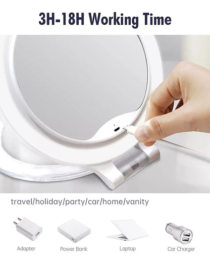 LED Daylight Vanity Makeup Mirror with Light - White, 3 Modes, Detachable Storage Base, USB Cable Included, Ideal Gift