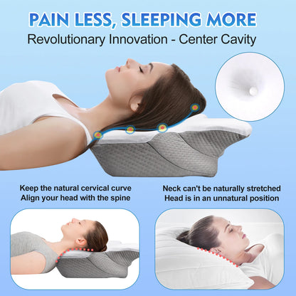 Pulatree Odorless Orthopedic Memory Foam Pillow - Ergonomic Neck & Shoulder Pain Relief, Cervical Sleeping Pillow