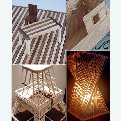 10PCS/Lot Bamboo Wood DIY Building Model Material - Handmade Craft Supplies for Furniture, Lantern Making, Ornaments