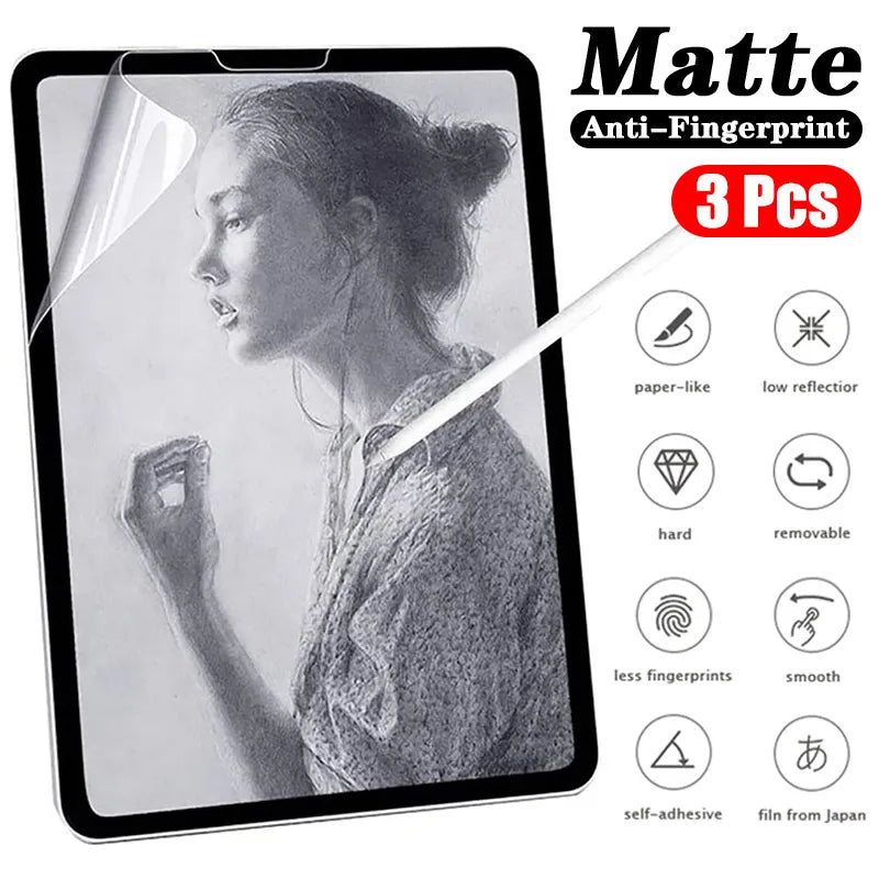 Matte PET Like Paper Screen Protector Film - Compatible with iPad 10 2022, 9.8.7, Air 5.4.3, Mini 6.5.4, Pro 12.9.11.10.9.10.5.10.2 - Painting & Writing Capabilities