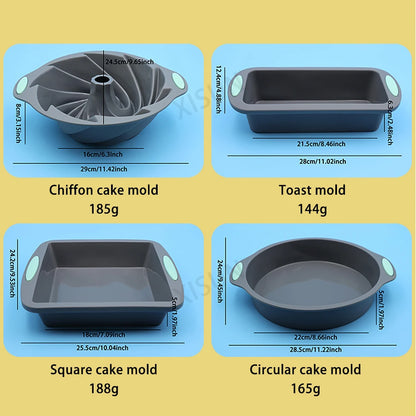 Heat Resistant Silicone Bakeware Set: Loaf Bread, Muffin, Donut, Cake Baking Tray - Oven Baking Pan, Silicone Cake Pan Set